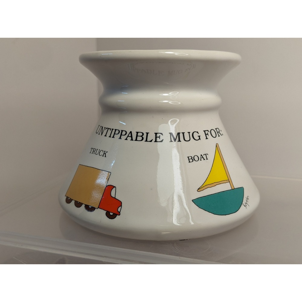 Sandra Boynton Untippable Mug Truck Boat Car Klutz Vintage Ceramic Commuter Cup